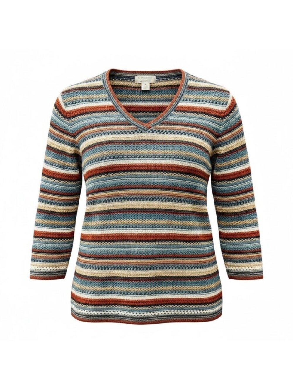 Christopher & Banks Vintage M Striped Knit Sweater Top Silk Blend Cozy Nautical